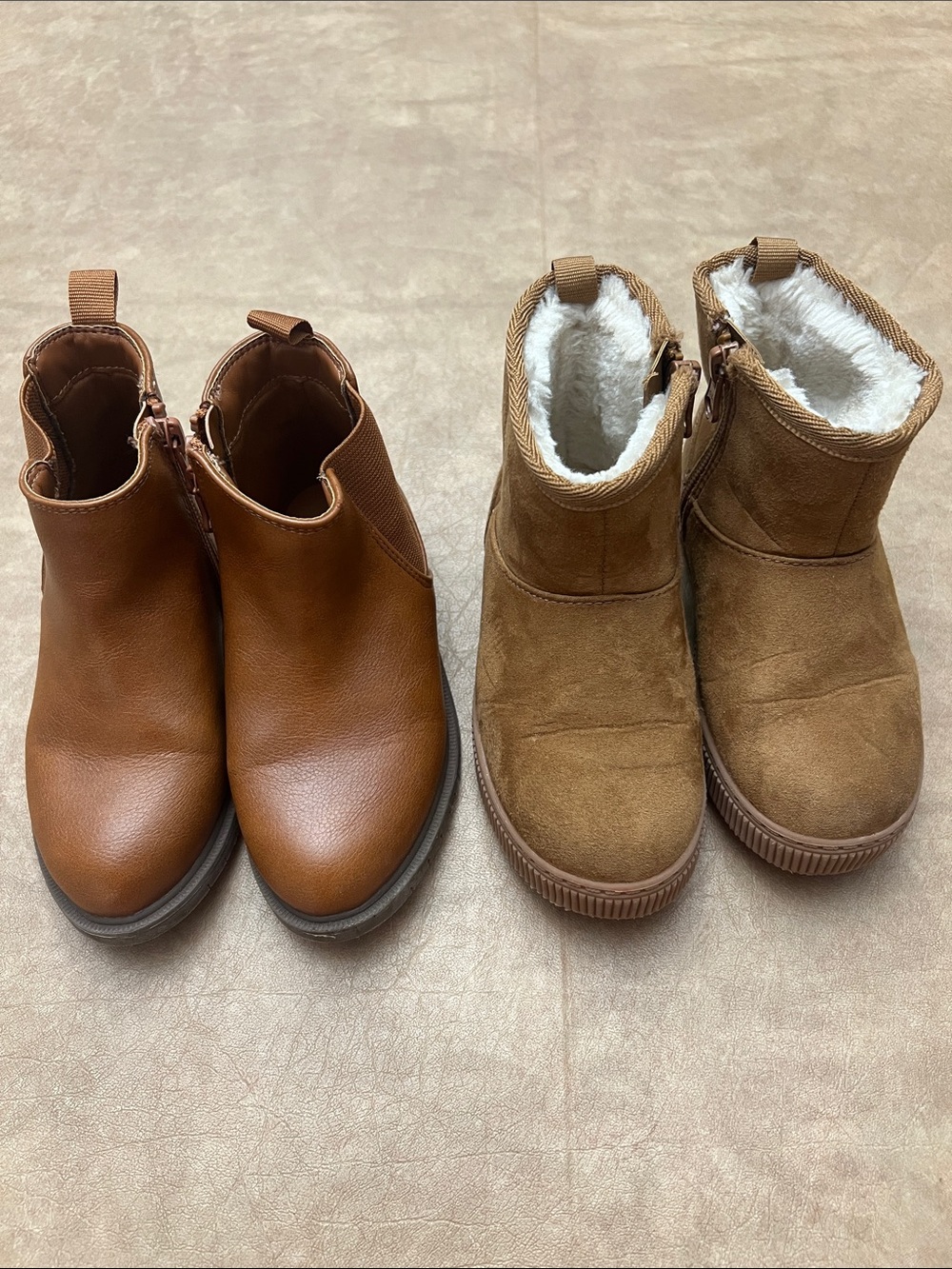 Cat & Jack Ankle Boots 2-Pack Size 9 Faux Leather & Cozy Boots
